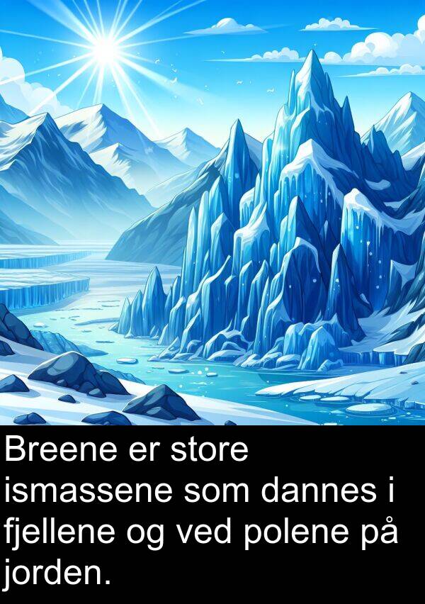 jorden: Breene er store ismassene som dannes i fjellene og ved polene på jorden.