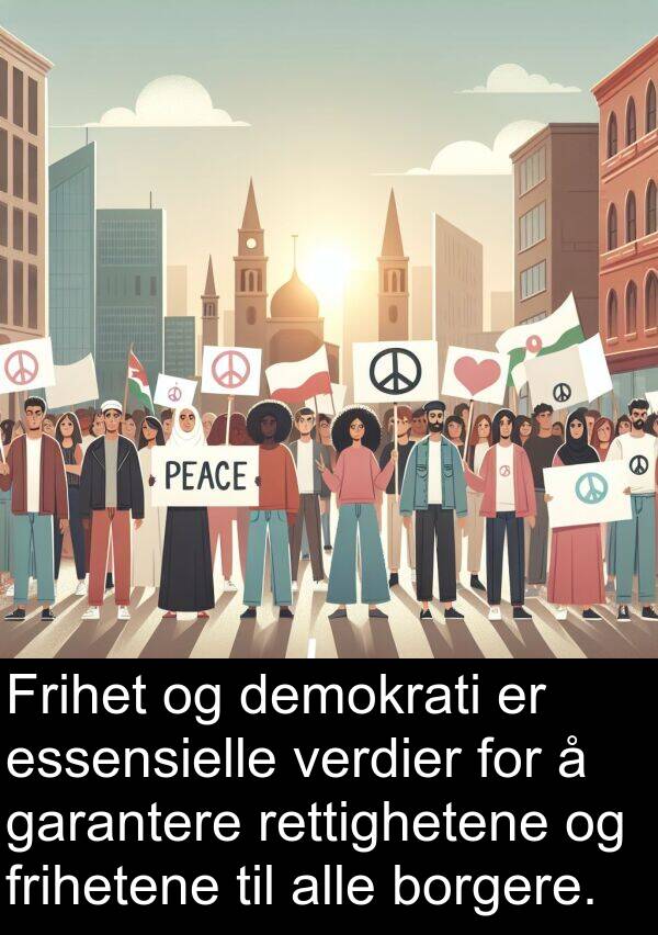 verdier: Frihet og demokrati er essensielle verdier for å garantere rettighetene og frihetene til alle borgere.