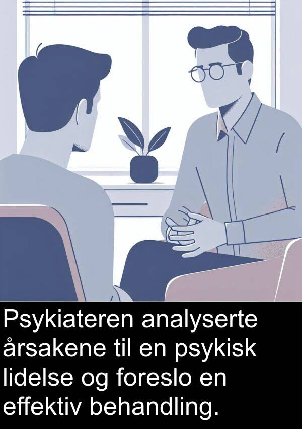 behandling: Psykiateren analyserte årsakene til en psykisk lidelse og foreslo en effektiv behandling.