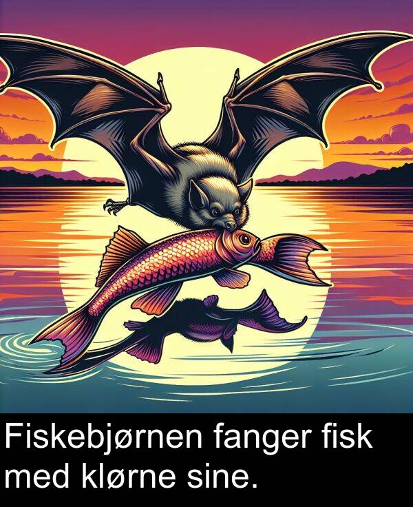 med: Fiskebjørnen fanger fisk med klørne sine.