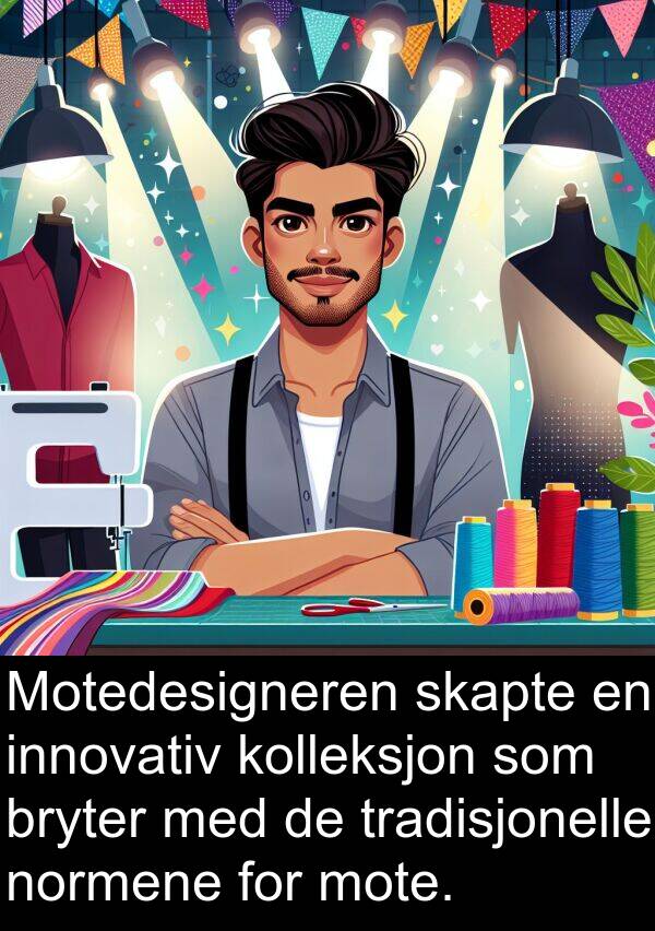 innovativ: Motedesigneren skapte en innovativ kolleksjon som bryter med de tradisjonelle normene for mote.