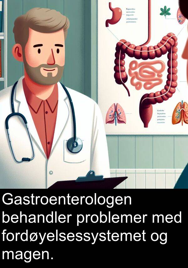 behandler: Gastroenterologen behandler problemer med fordøyelsessystemet og magen.