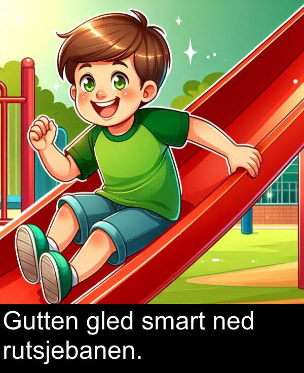 ned: Gutten gled smart ned rutsjebanen.