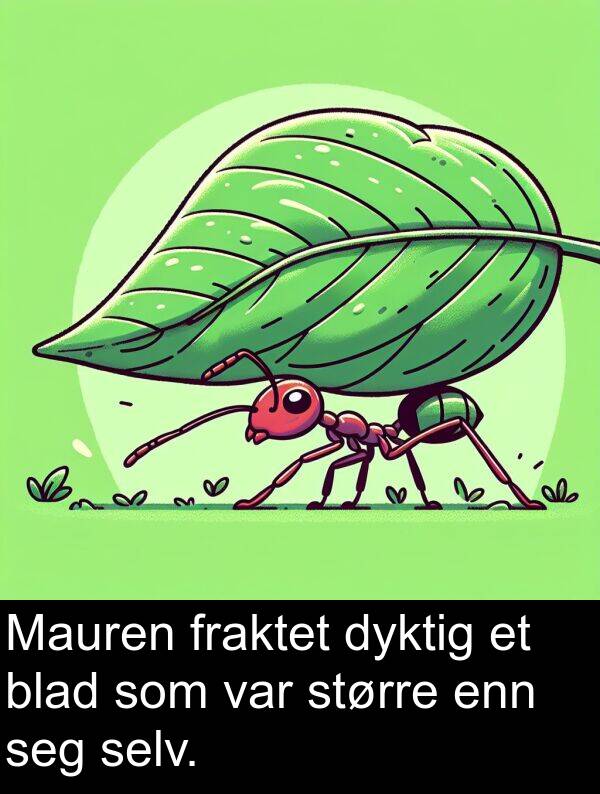 dyktig: Mauren fraktet dyktig et blad som var større enn seg selv.