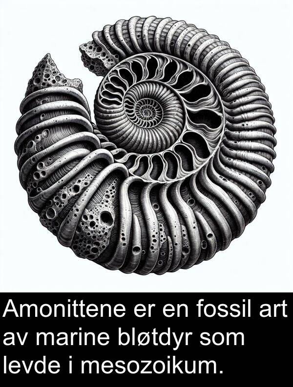 marine: Amonittene er en fossil art av marine bløtdyr som levde i mesozoikum.