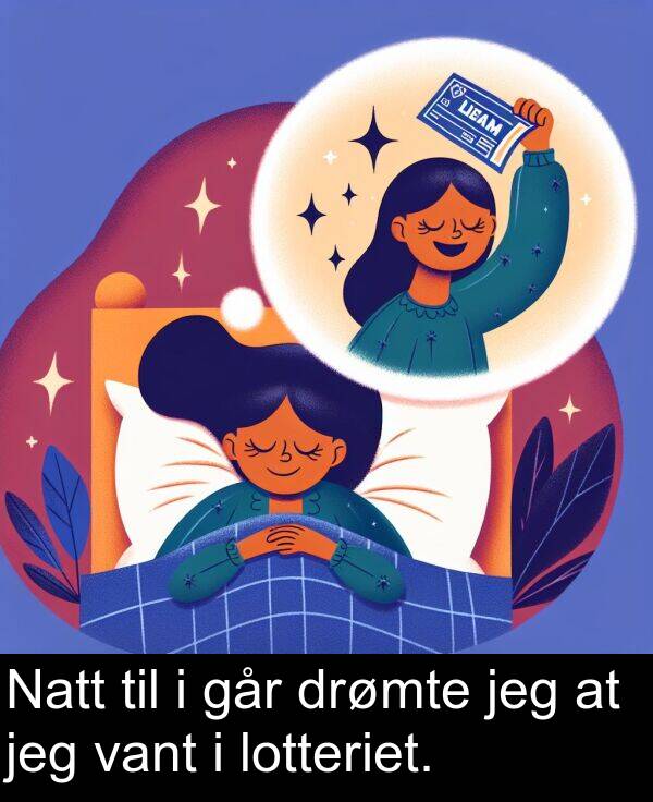 drømte: Natt til i går drømte jeg at jeg vant i lotteriet.