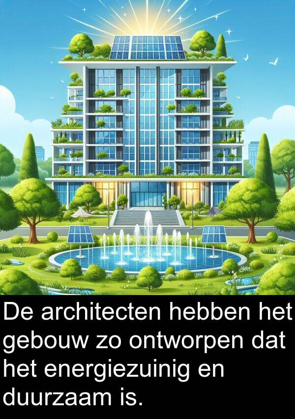 gebouw: De architecten hebben het gebouw zo ontworpen dat het energiezuinig en duurzaam is.