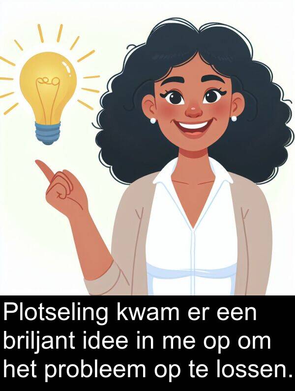 idee: Plotseling kwam er een briljant idee in me op om het probleem op te lossen.