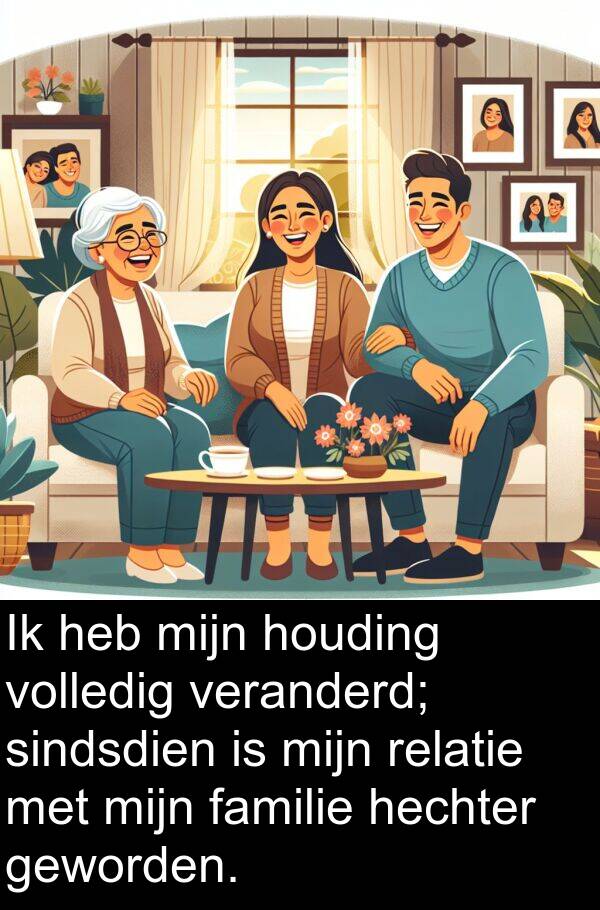 familie: Ik heb mijn houding volledig veranderd; sindsdien is mijn relatie met mijn familie hechter geworden.