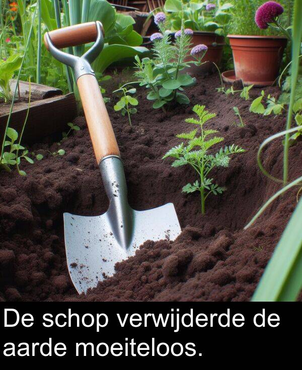 schop: De schop verwijderde de aarde moeiteloos.