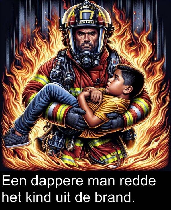 dappere: Een dappere man redde het kind uit de brand.