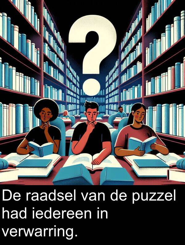 raadsel: De raadsel van de puzzel had iedereen in verwarring.