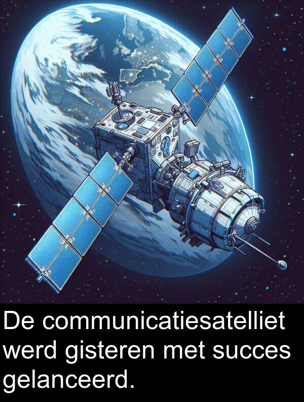 werd: De communicatiesatelliet werd gisteren met succes gelanceerd.