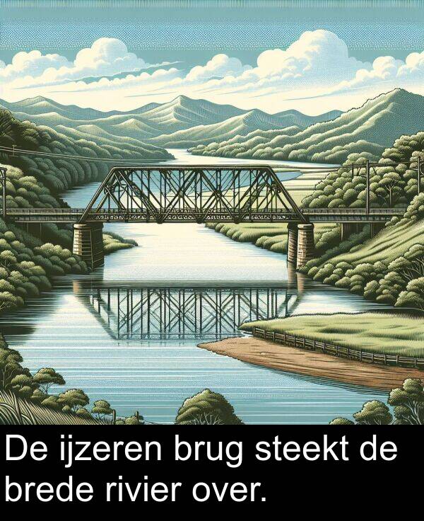 ijzeren: De ijzeren brug steekt de brede rivier over.