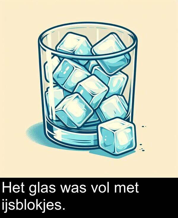 ijsblokjes: Het glas was vol met ijsblokjes.