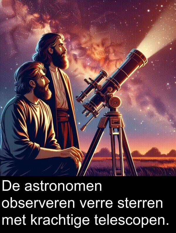 observeren: De astronomen observeren verre sterren met krachtige telescopen.