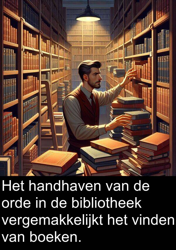 handhaven: Het handhaven van de orde in de bibliotheek vergemakkelijkt het vinden van boeken.