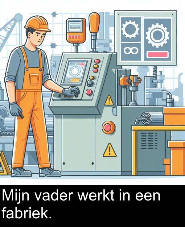 een: Mijn vader werkt in een fabriek.