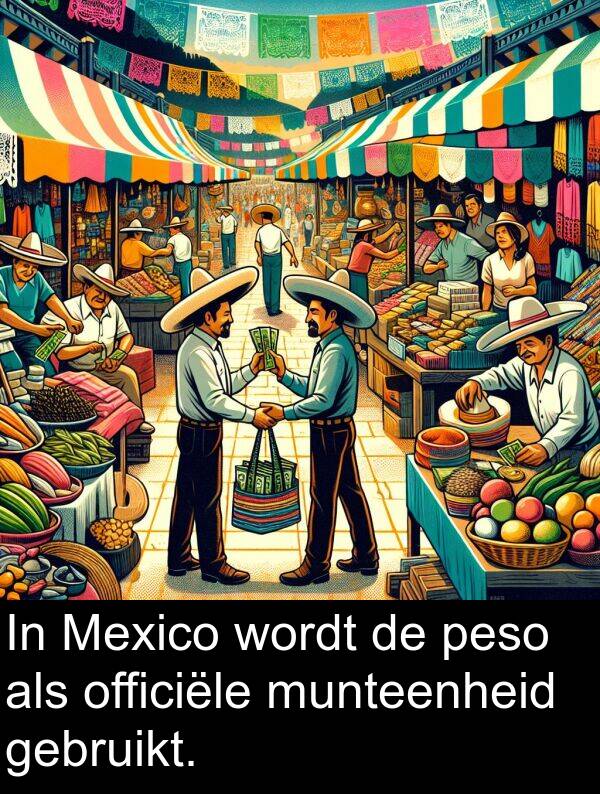 peso: In Mexico wordt de peso als officiële munteenheid gebruikt.