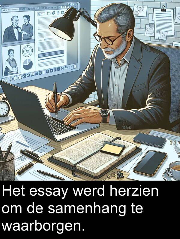 werd: Het essay werd herzien om de samenhang te waarborgen.