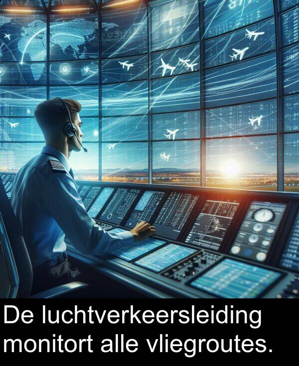 alle: De luchtverkeersleiding monitort alle vliegroutes.