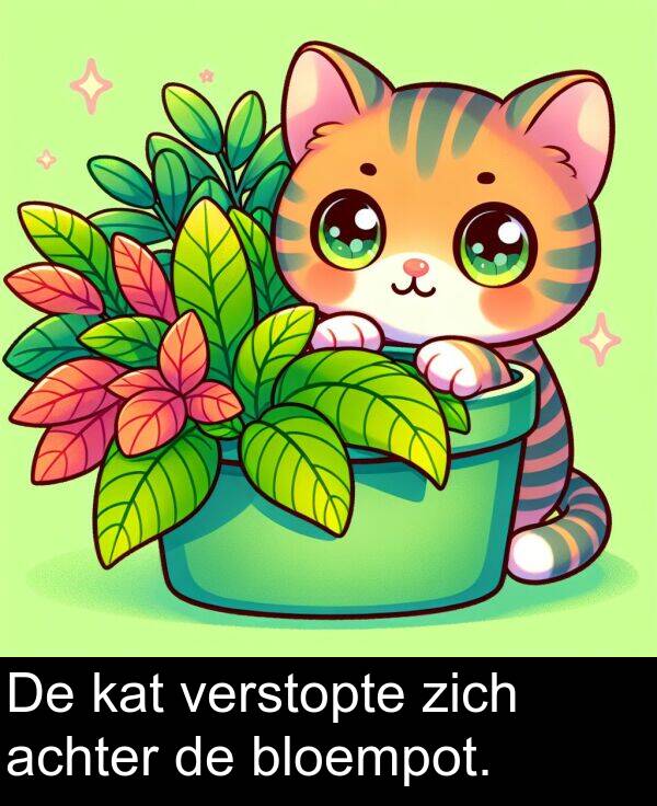 zich: De kat verstopte zich achter de bloempot.