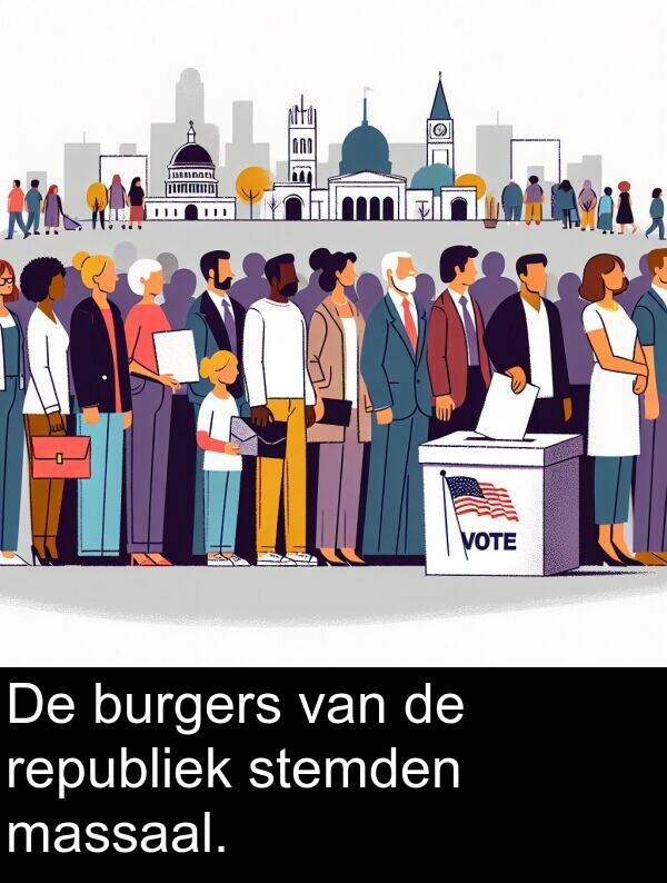 massaal: De burgers van de republiek stemden massaal.