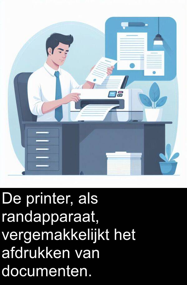 printer: De printer, als randapparaat, vergemakkelijkt het afdrukken van documenten.