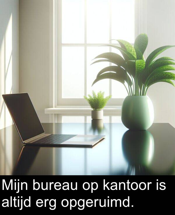 kantoor: Mijn bureau op kantoor is altijd erg opgeruimd.