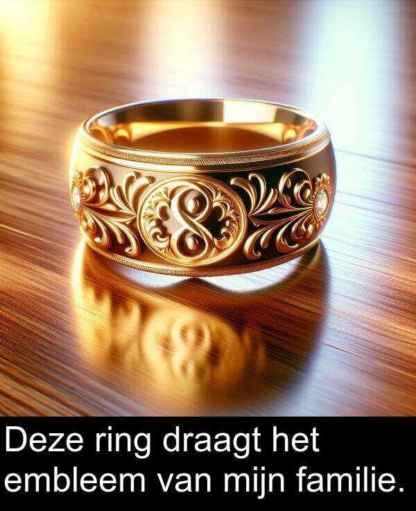 embleem: Deze ring draagt het embleem van mijn familie.