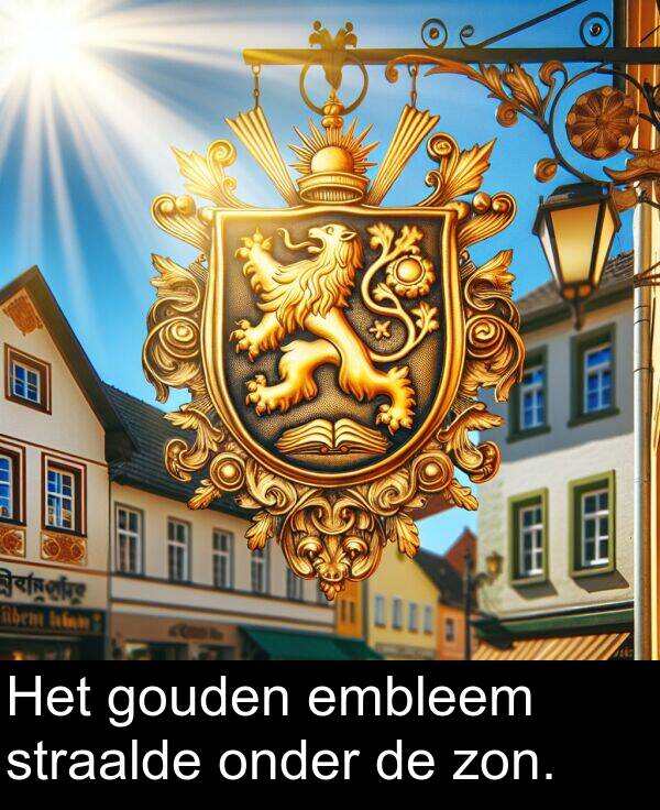 embleem: Het gouden embleem straalde onder de zon.