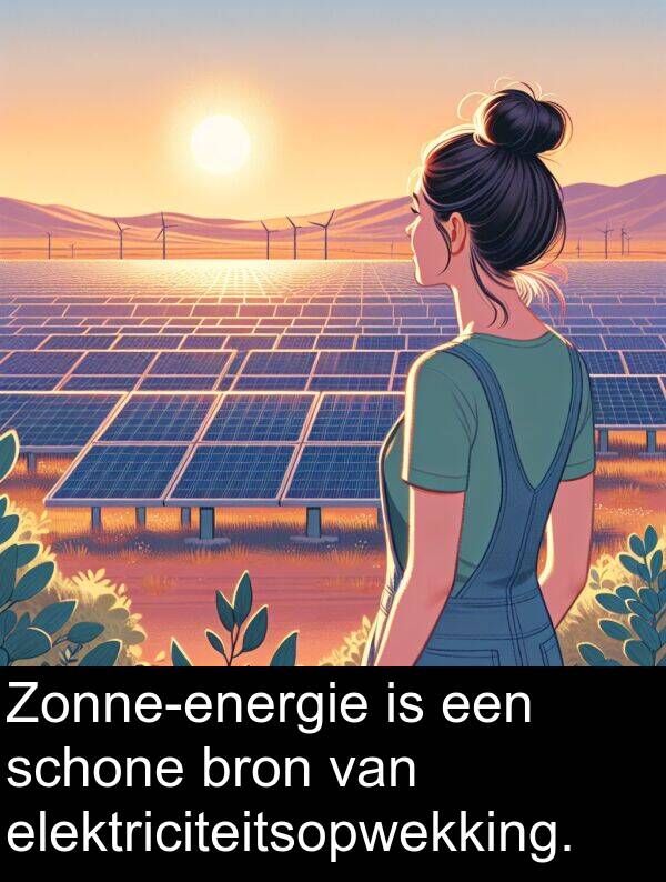 schone: Zonne-energie is een schone bron van elektriciteitsopwekking.