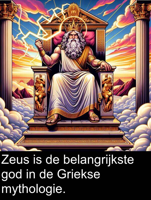 god: Zeus is de belangrijkste god in de Griekse mythologie.