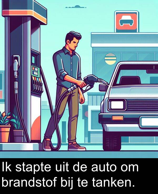 bij: Ik stapte uit de auto om brandstof bij te tanken.