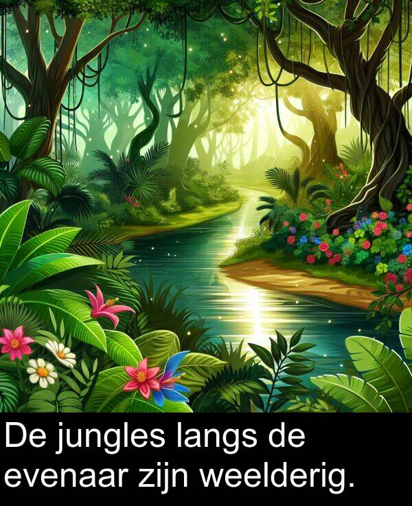 langs: De jungles langs de evenaar zijn weelderig.