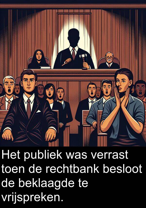 rechtbank: Het publiek was verrast toen de rechtbank besloot de beklaagde te vrijspreken.