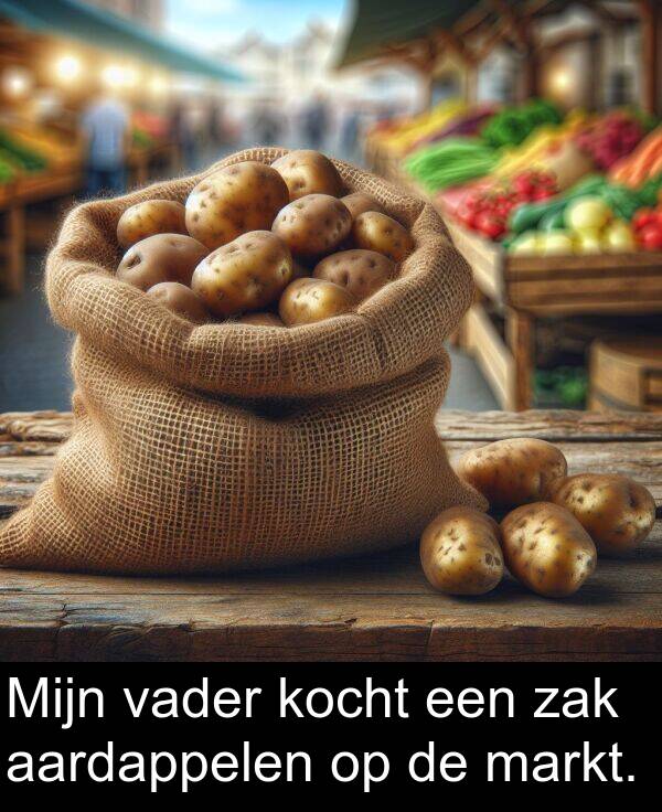 zak: Mijn vader kocht een zak aardappelen op de markt.