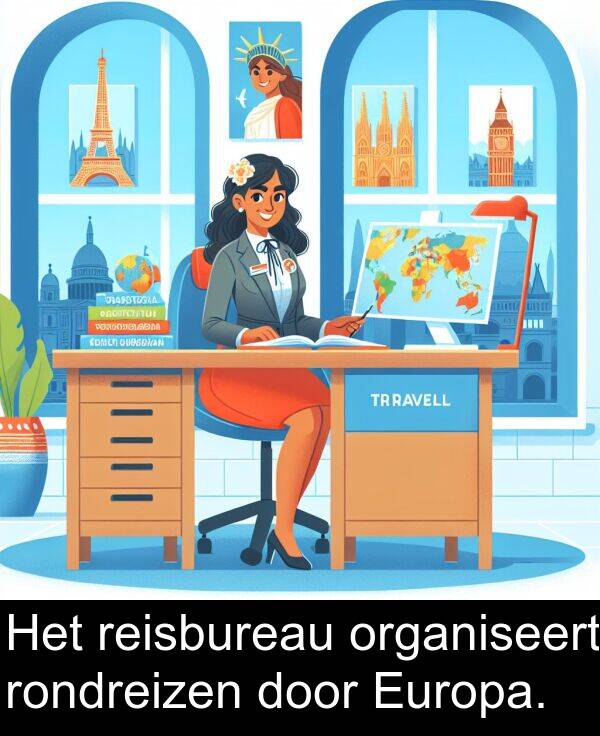 reisbureau: Het reisbureau organiseert rondreizen door Europa.