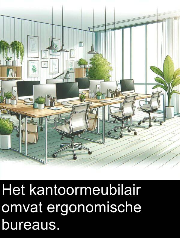 ergonomische: Het kantoormeubilair omvat ergonomische bureaus.