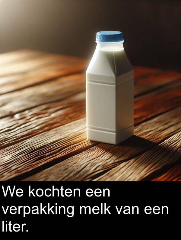 melk: We kochten een verpakking melk van een liter.