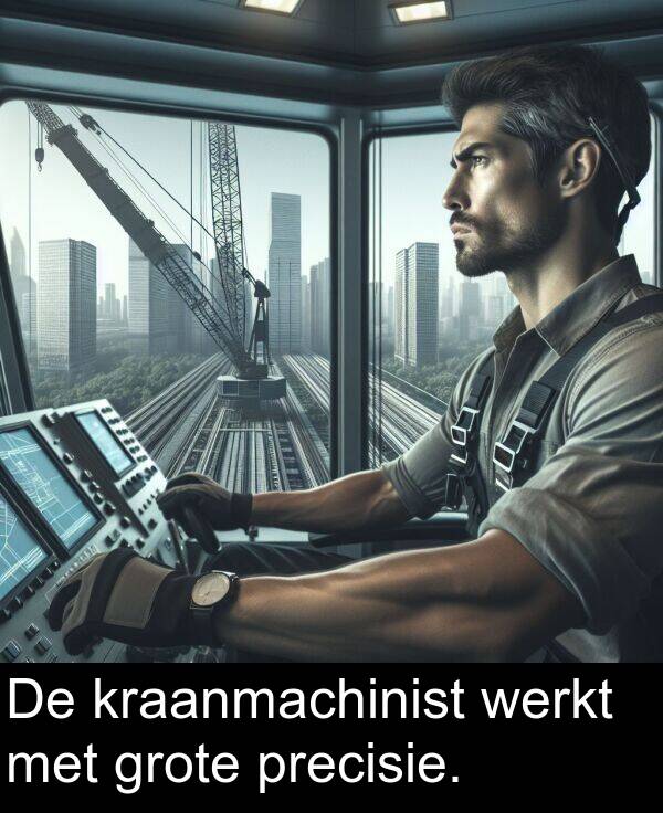 grote: De kraanmachinist werkt met grote precisie.