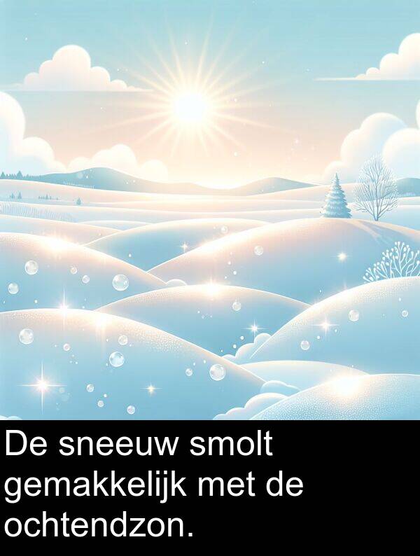 ochtendzon: De sneeuw smolt gemakkelijk met de ochtendzon.