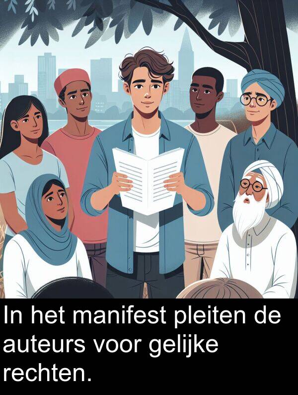 manifest: In het manifest pleiten de auteurs voor gelijke rechten.