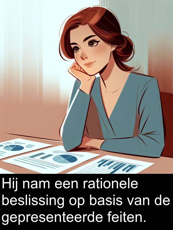 feiten: Hij nam een rationele beslissing op basis van de gepresenteerde feiten.