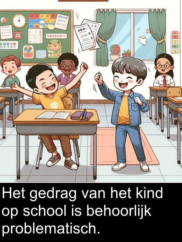 gedrag: Het gedrag van het kind op school is behoorlijk problematisch.