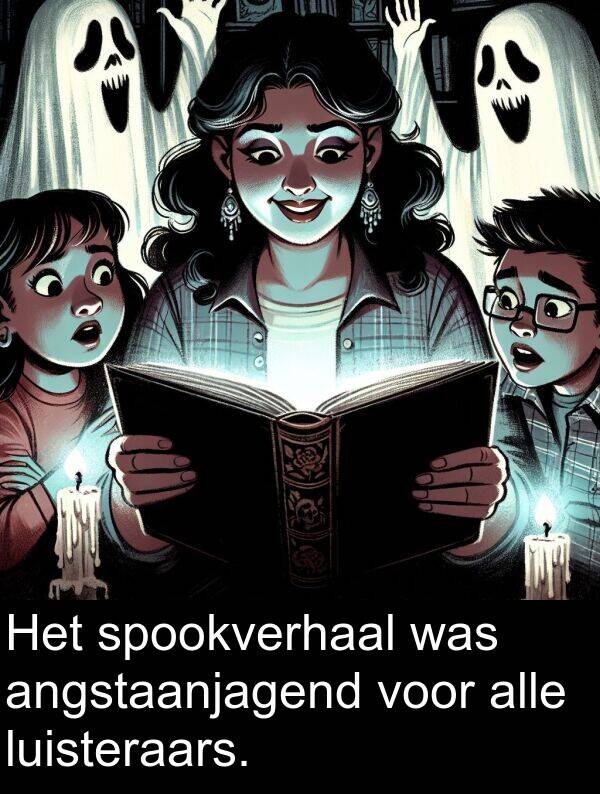 alle: Het spookverhaal was angstaanjagend voor alle luisteraars.