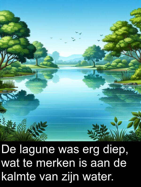 lagune: De lagune was erg diep, wat te merken is aan de kalmte van zijn water.