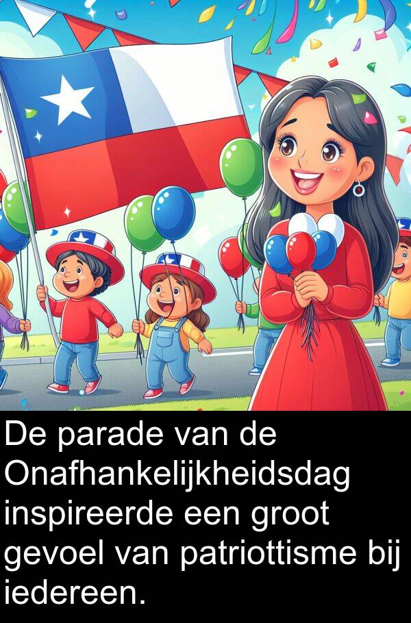 inspireerde: De parade van de Onafhankelijkheidsdag inspireerde een groot gevoel van patriottisme bij iedereen.