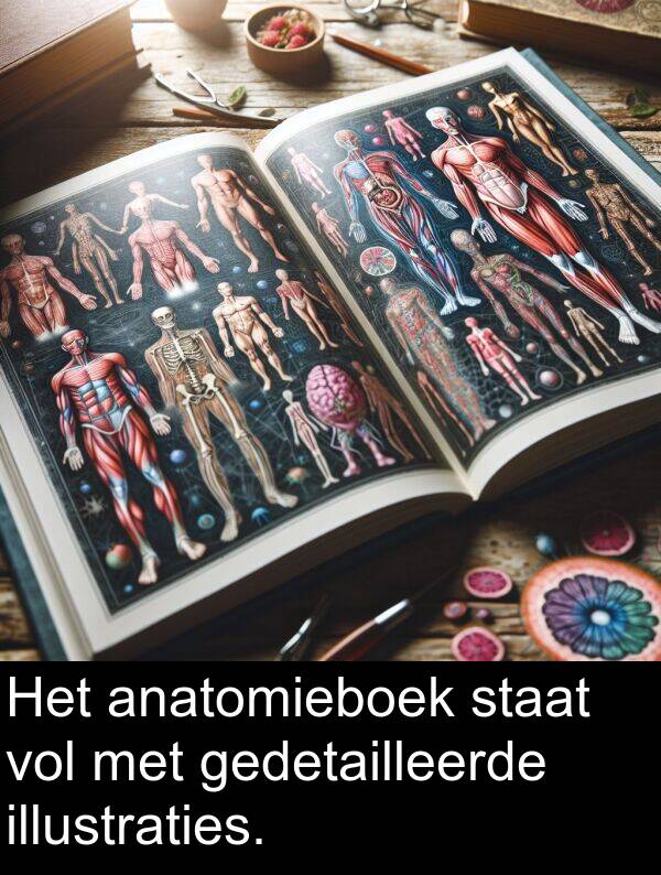 gedetailleerde: Het anatomieboek staat vol met gedetailleerde illustraties.