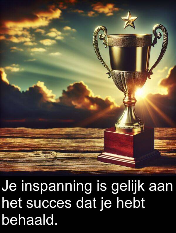 inspanning: Je inspanning is gelijk aan het succes dat je hebt behaald.